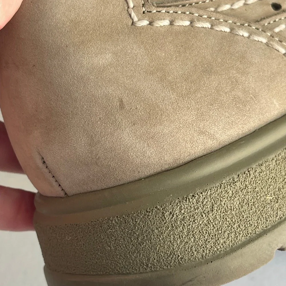 MANZ Shoes UK 7.5 G Beige Tan‎ Suede Perforated Lace Up Comfort Oxford Germany